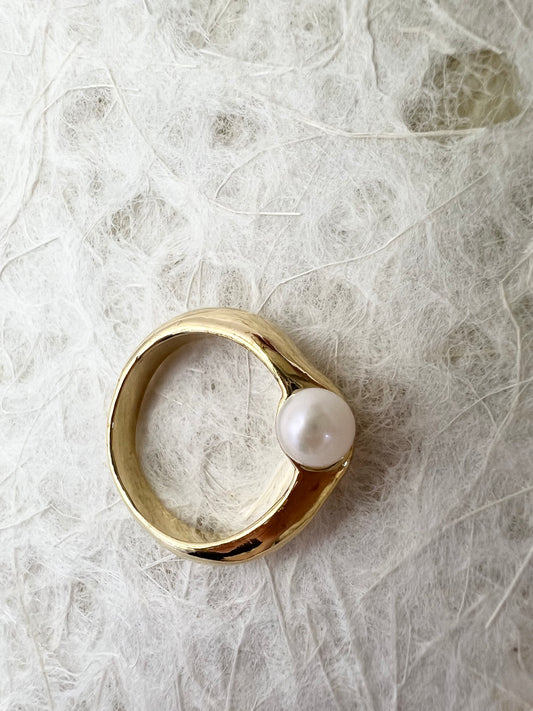 Sterling Silver Gold Vermeil Ocean Pearl Ring