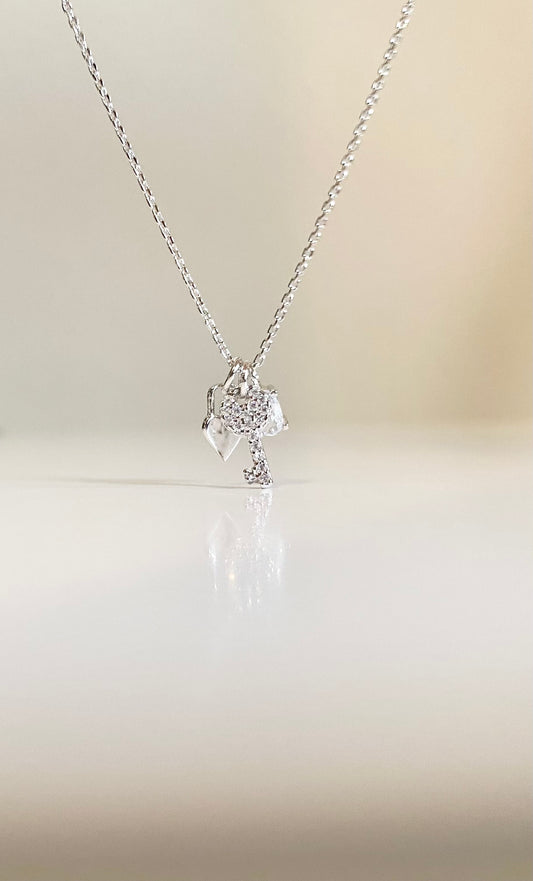 Swarovski Crystal Charm Silver Necklace