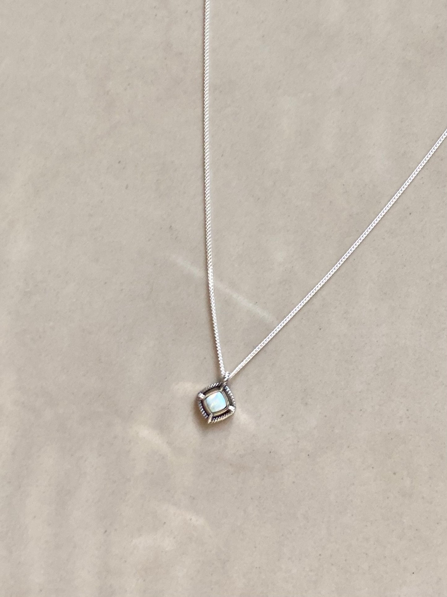 White Opal Silver Necklace