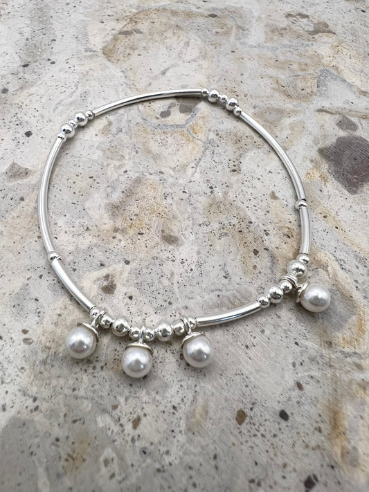 Silver Ocean Pearl Bracelet