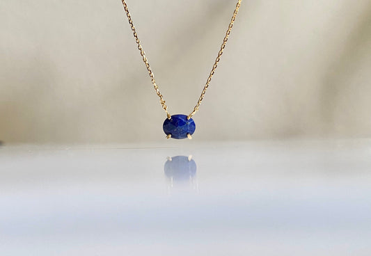 925 Sterling Silver Gold Vermeil Lapis Necklace