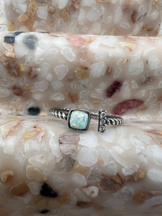 White Opal Silver Ring