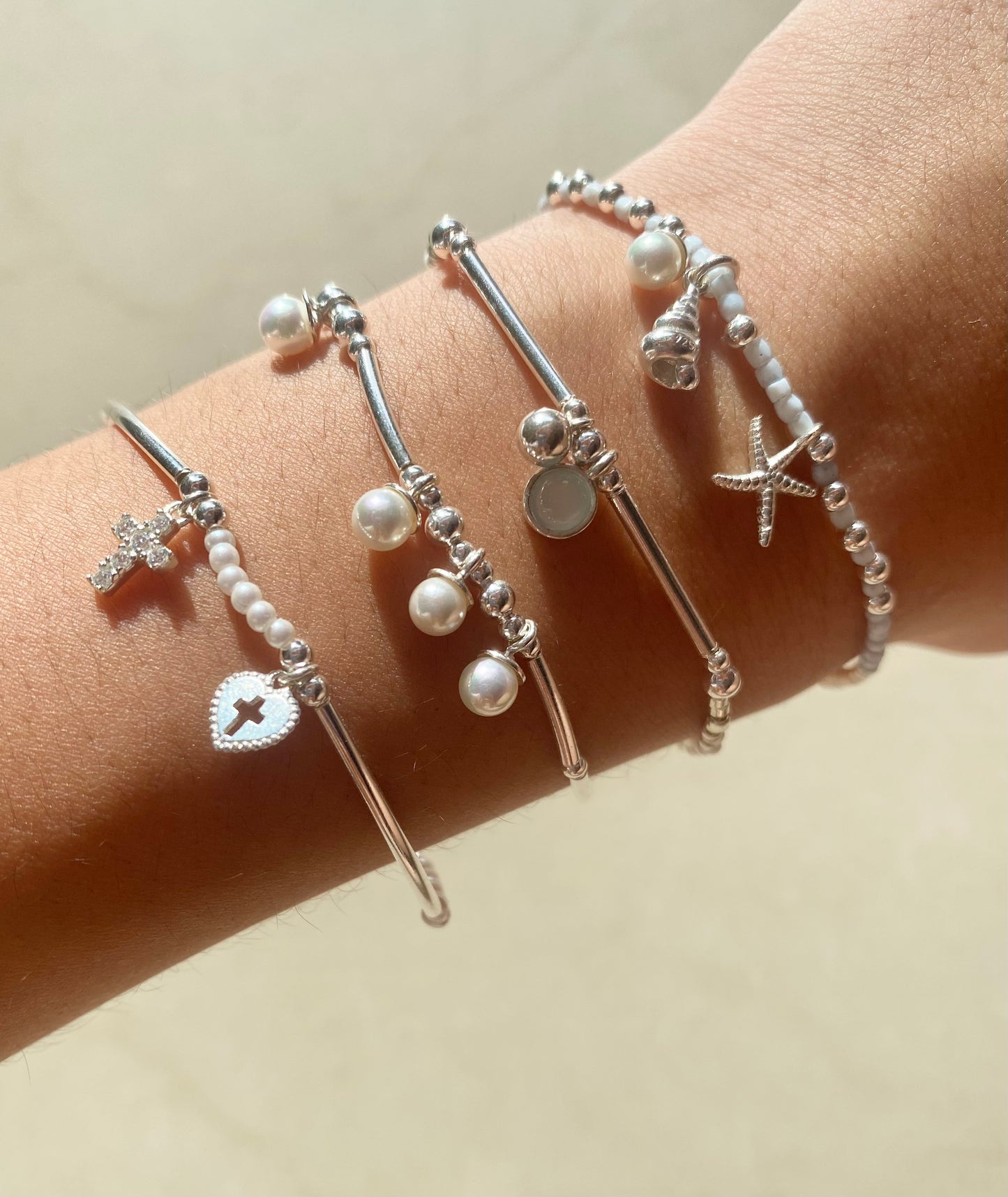 Silver cross charms bracelet