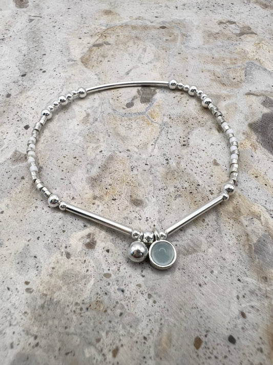 Silver blue charm bracelet