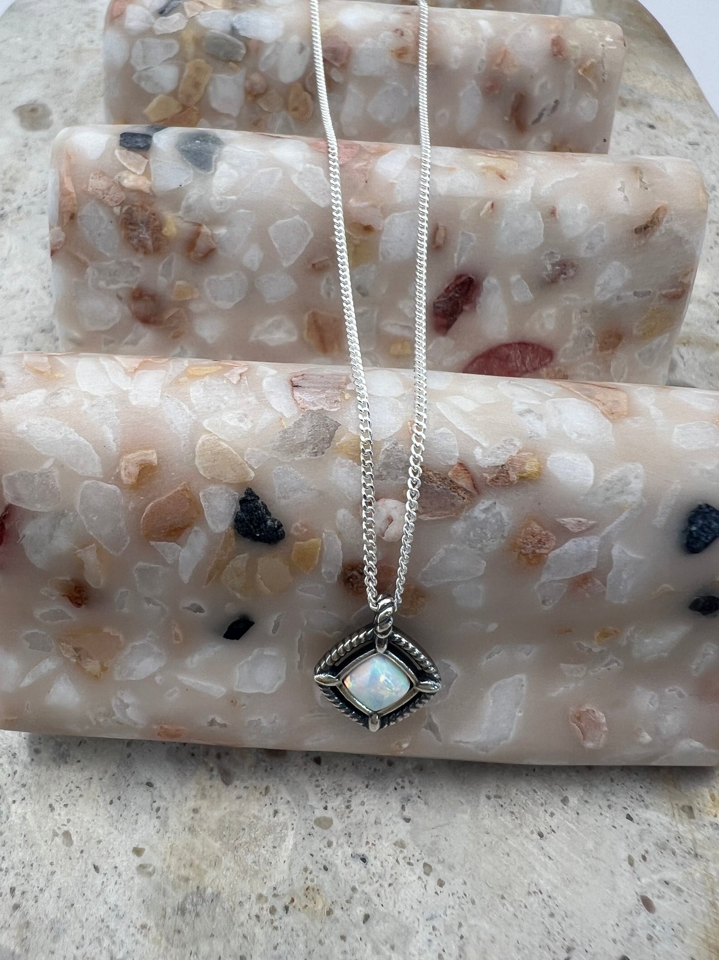 White Opal Silver Necklace