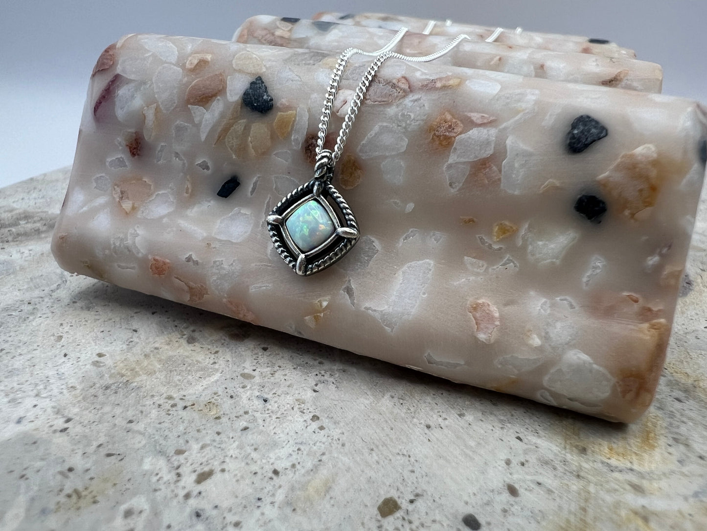 White Opal Silver Necklace