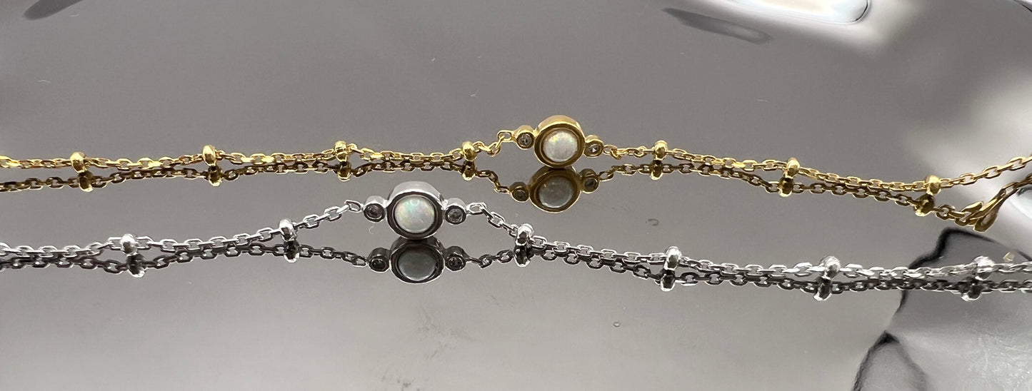 925 Sterling Silver Opal Gem Bracelet