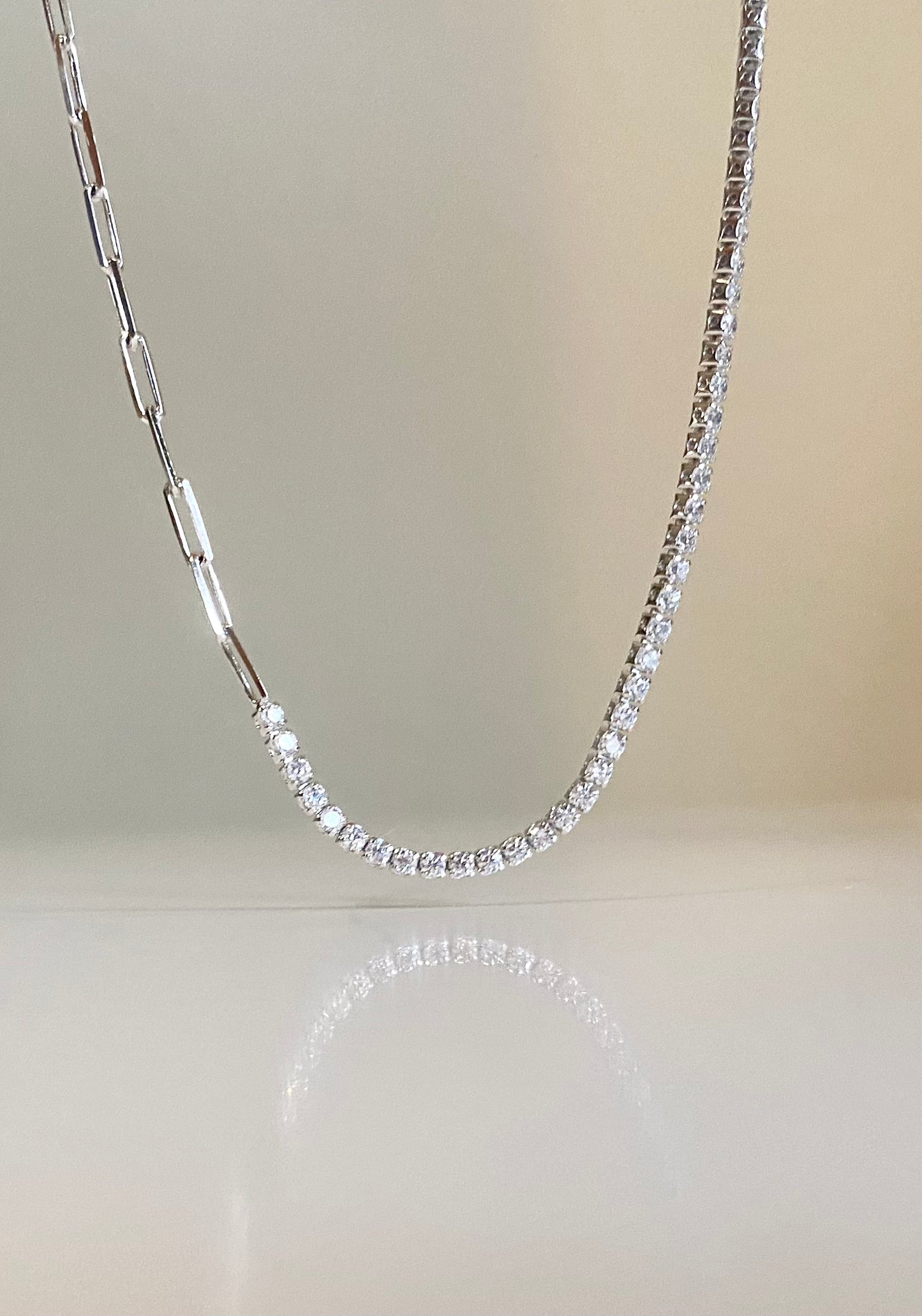 Sterling Silver Gold Vermeil Chain and Swarovski Crystal Necklace