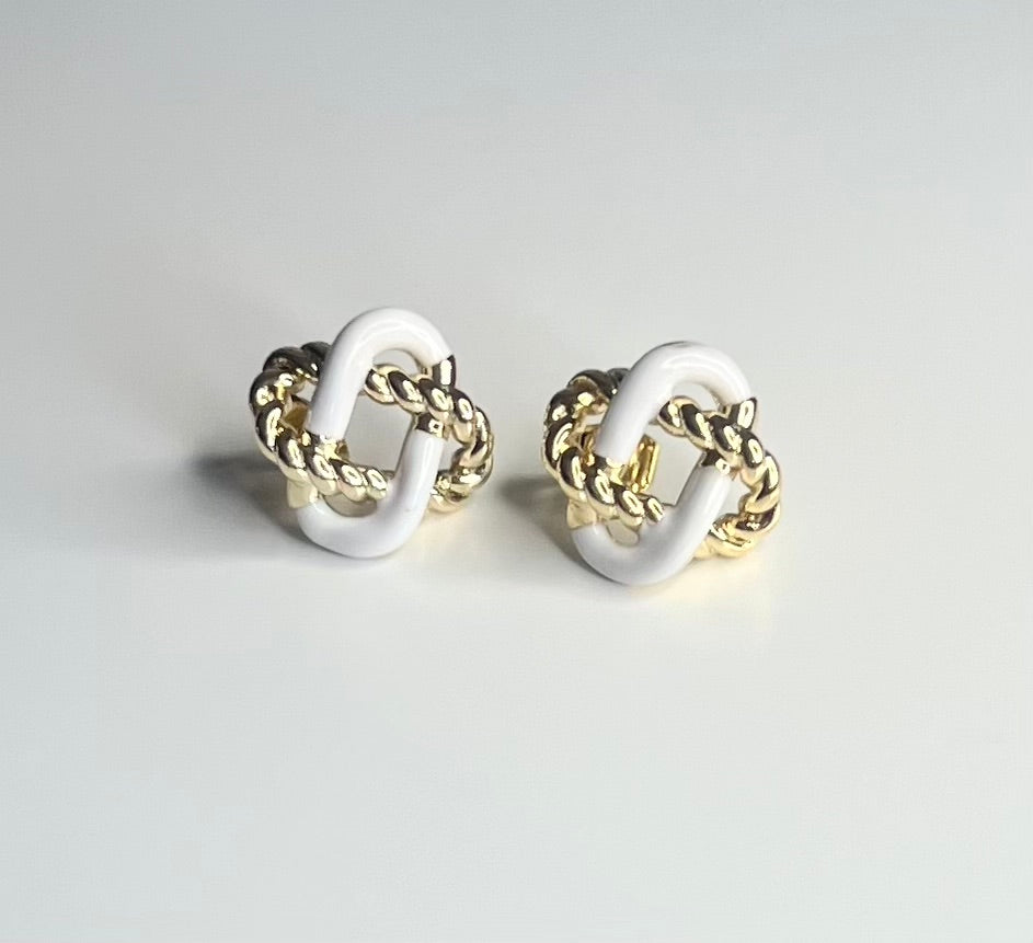 Crossed-Over Gold Plated Stud-Earrings