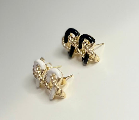 Crossed-Over Gold Plated Stud-Earrings